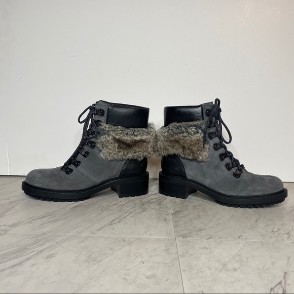 New! Botkier Madigan Suede Fur Lace Up Gray Boot 8.5 - Picture 5 of 13